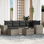 vidaXL Salon de jardin avec coussins 7 Pièces gris clair résine tressée