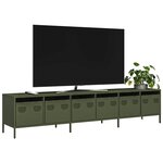 vidaXL Meuble TV vert olive 202x39x43 5 cm acier laminé à froid