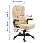 vidaXL Chaise de bureau de massage Crème Similicuir