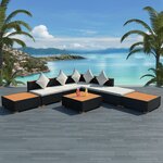 vidaXL Salon de jardin 8 Pièces avec coussins résine tressée noir