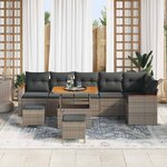 vidaXL Ensemble de canapé de jardin 9 Pièces Gris polyrotin