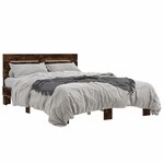 vidaXL Cadre de lit chêne fumé 120x200 cm bois d'ingénierie et métal