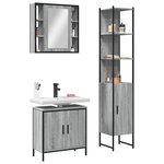 vidaXL Ensemble d'armoires de salle de bain 3 Pièces sonoma gris