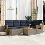 vidaXL Salon de jardin 7 Pièces avec coussins gris résine tressée