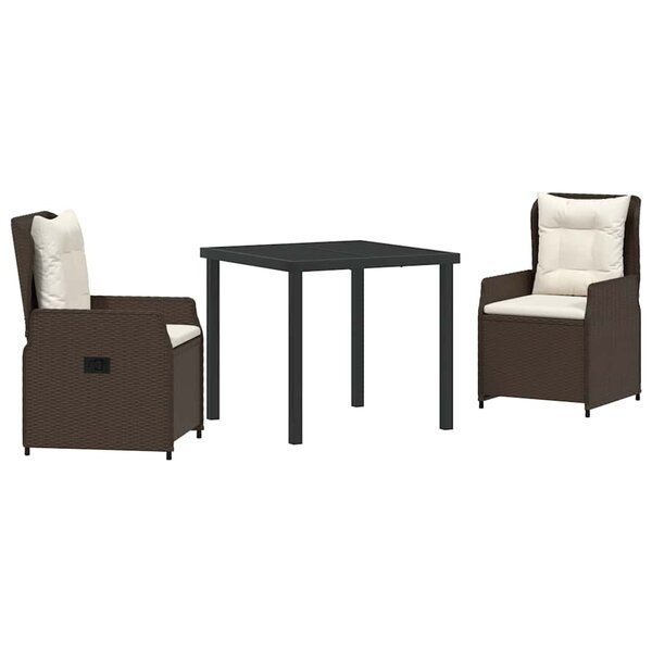vidaXL Ensemble de salle à manger pour jardin 3 Pièces Marron polyrotin