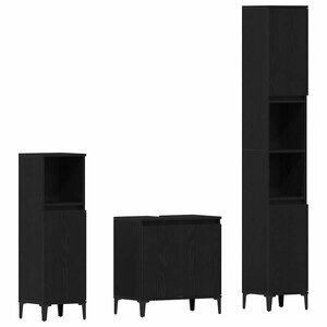 vidaXL Ensemble de mobilier de salle de bain avec stockage 3 Pièces Noir