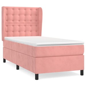 vidaXL Sommier à lattes de lit et matelas Rose 80x200 cm Velours