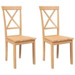 vidaXL Chaises à manger 2 Pièces bois massif caoutchouc