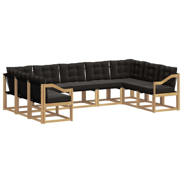 vidaXL Ensemble de canapés d'extérieur 9 pc Blanc et noir