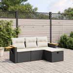 vidaXL Salon de jardin 4 Pièces avec coussins noir résine tressée
