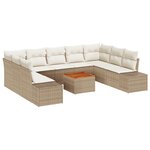 vidaXL Ensemble de canapé de jardin 10 pièces avec coussins beige en poly rotin acacia