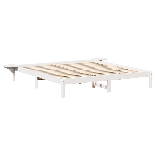 vidaXL Cadre de lit avec tables de chevet Blanc Blanc