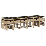 vidaXL Ensemble à manger de jardin et coussins 17 Pièces beige