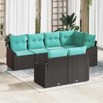 vidaXL Ensemble de Canapés avec coussin 7 Pièces Noir polyrotin