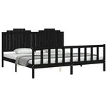 vidaXL Cadre de lit sans matelas noir 200x200 cm bois massif de pin