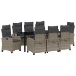 vidaXL Ensemble de salle à manger pour jardin 9 Pièces Gris polyrotin