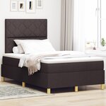 vidaXL Lit à ressorts avec matelas brun foncé petit double en tissu