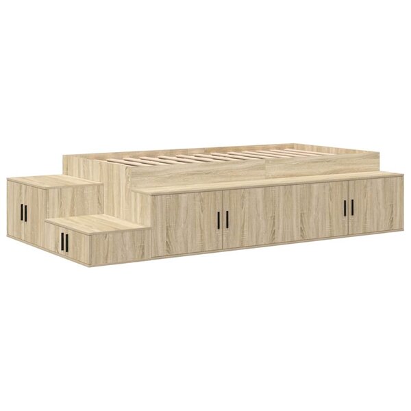 vidaXL Cadre de lit avec rangement avec stockage Chêne Sonoma 75 cm