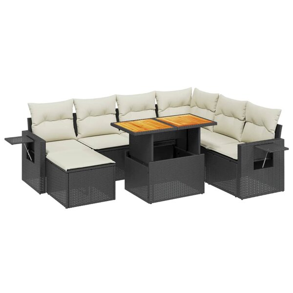 vidaXL Salon de jardin 8 Pièces avec coussins noir résine tressée