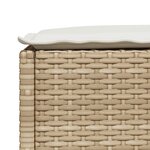 vidaXL Tabouret de jardin et coussin beige 63 5x56x32cm résine tressée