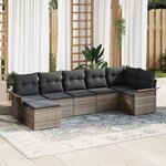 vidaXL Ensemble de canapé de jardin avec coussin 7 Pièces Gris Poly rotin