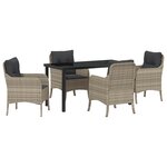 vidaXL Ensemble de salle à manger de jardin 5 pièces avec coussins Gris clair Poly Rattan
