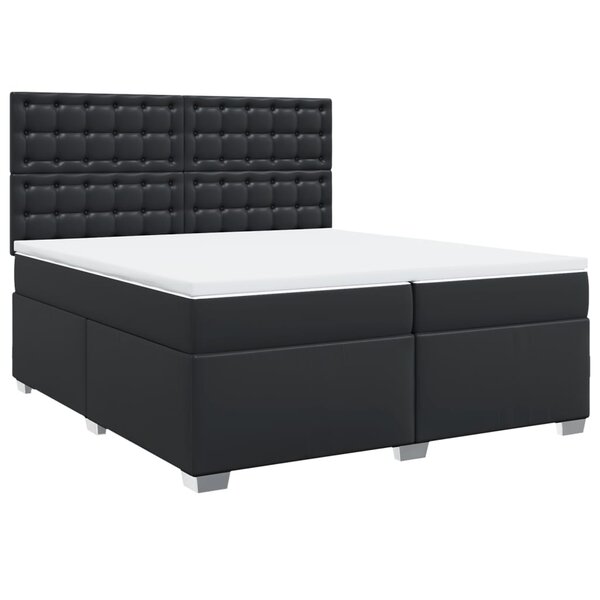 vidaXL Sommier à lattes de lit avec matelas Noir 200x200 cm Similicuir