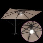 vidaXL Parasol déporté Roma avec LEDs taupe  352x251x265 cm  en aluminium