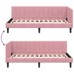 vidaXL Cadre de lit d'angle avec tête de lit Rose 90 cm x 200 cm tissu
