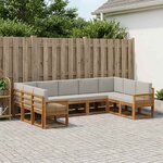 vidaXL Ensemble de canapés d'extérieur 9 Pièces Naturel et gris clair