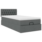 vidaXL Lit ottoman avec matelas et LED gris foncé 90x200 cm tissu