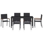 vidaXL Ensemble de salle à manger pour jardin 7 Pièces Noir Poly rotin