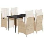 vidaXL Ensemble à manger de jardin avec coussins 5Pièces Beige poly rotin