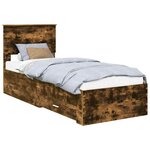 vidaXL Cadre de lit Chêne Fumé et Argent 75 x 190 cm Bois d'ingénierie