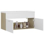 vidaXL Armoire d'évier et lavabo intégré Blanc et chêne sonoma