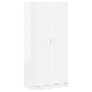 vidaXL Garde-robe Blanc brillant 80x52x180 cm Bois d’ingénierie