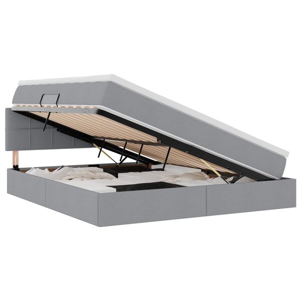 vidaXL Lit avec rangement et matelas Gris clair 160 x 200 cm