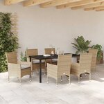 vidaXL Ensemble de salle à manger pour jardin 7 Pièces Beige Poly rotin