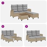 vidaXL Salon de jardin avec coussins forme de L 3 Pièces beige polyrotin