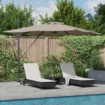 vidaXL Parasol déporté Roma avec LEDs - Taupe (286 x 285 x 270 cm) - Aluminium