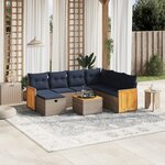 vidaXL Salon de jardin 8 Pièces avec coussins gris résine tressée