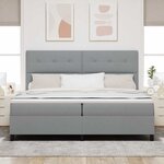 vidaXL Lit à ressorts avec matelas Gris clair 200 x 200 cm tissu