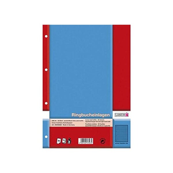 Paquet de 50 Feuillets mobiles PRO TERRA 70g A4 Quadrillé perforé 2 marges LANDRÉ