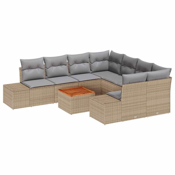 vidaXL Ensemble de canapé de jardin 9 Pièces Beige et Gris clair