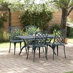 Chaises de jardin vidaXL empilables 4 Pièces vert en aluminium moulé