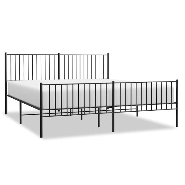 vidaXL Cadre de lit métal sans matelas avec pied de lit noir 183x213cm