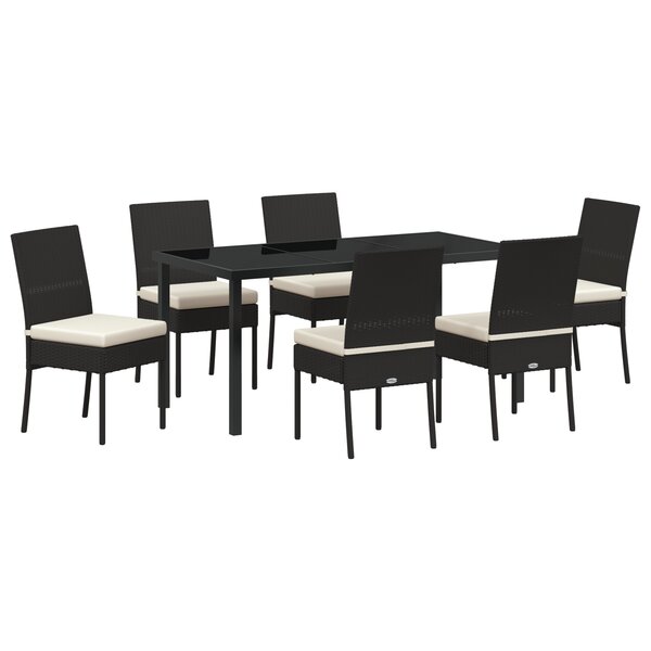 vidaXL Set de salle à manger jardin 7 pièces Noir Rotin synthétique