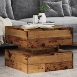 vidaXL Table basse avec lumières LED vieux bois 50x50x40 cm