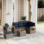 vidaXL Salon de jardin 6 Pièces avec coussins gris résine tressée