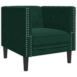 vidaXL Fauteuil Chesterfield vert foncé velours